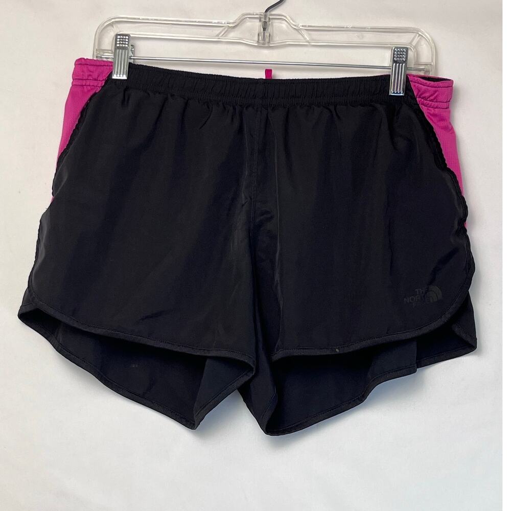 North Face Women's Running Shorts - Black/Pink - Size Large Athleisure Casual
